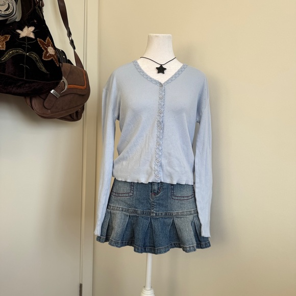 Lace Coquette Light Blue Women's Cardigan - Picture 7 of 8